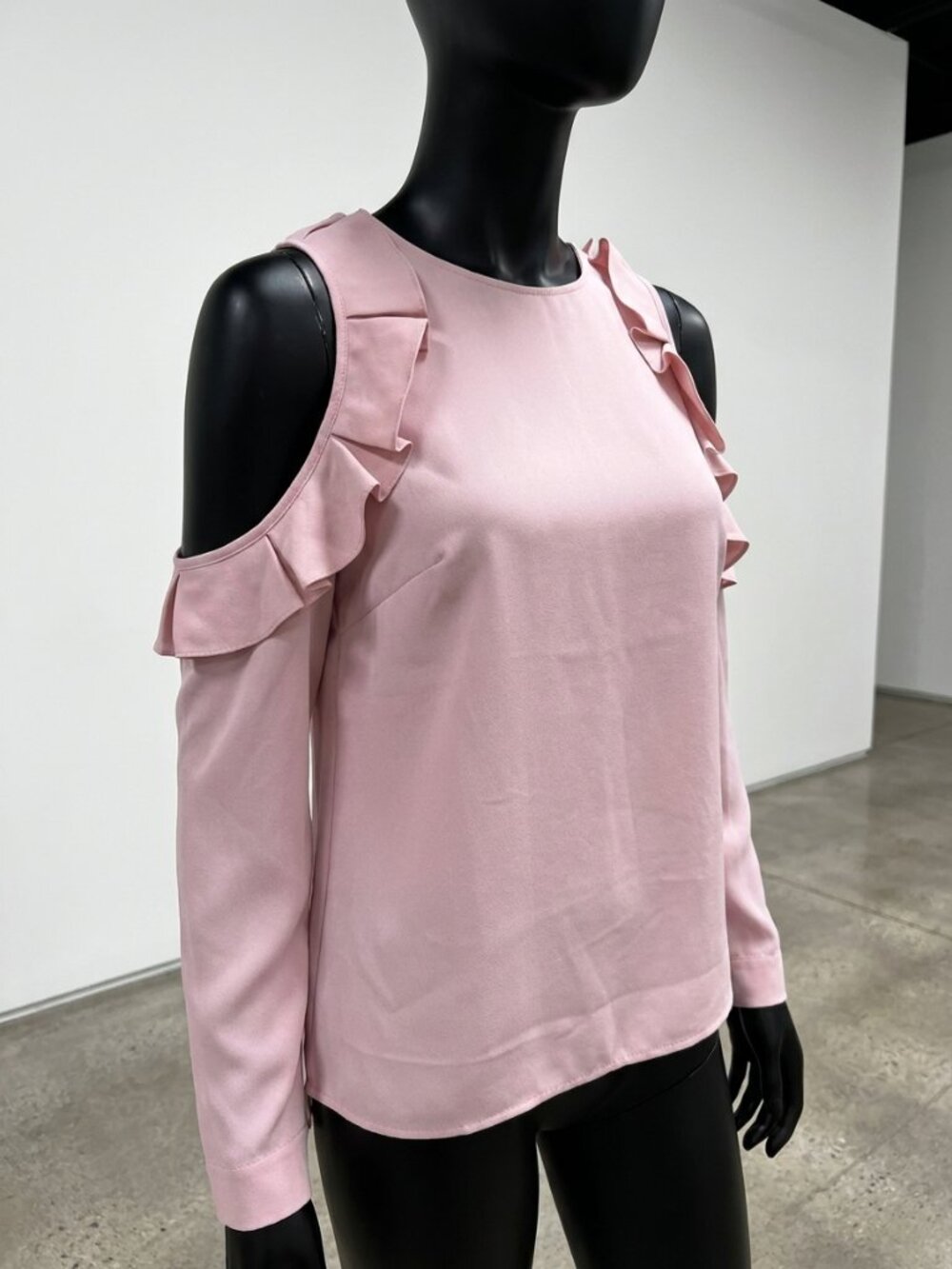 Ted Baker Steffe Cold Shoulder Ruffle Blouse Pink Long Sleeve UK 4
